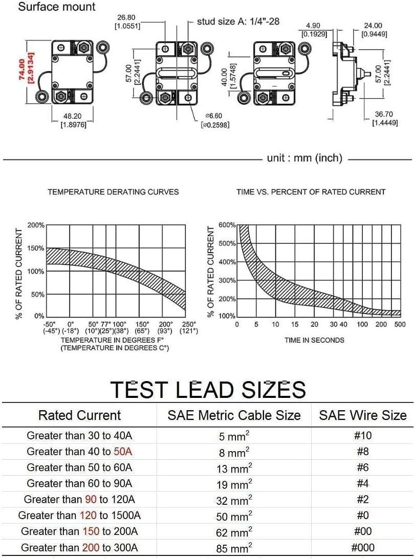 300 Amp Circuit Breaker 30A- with Manual Reset Waterproof Inline Fuse Inverte…