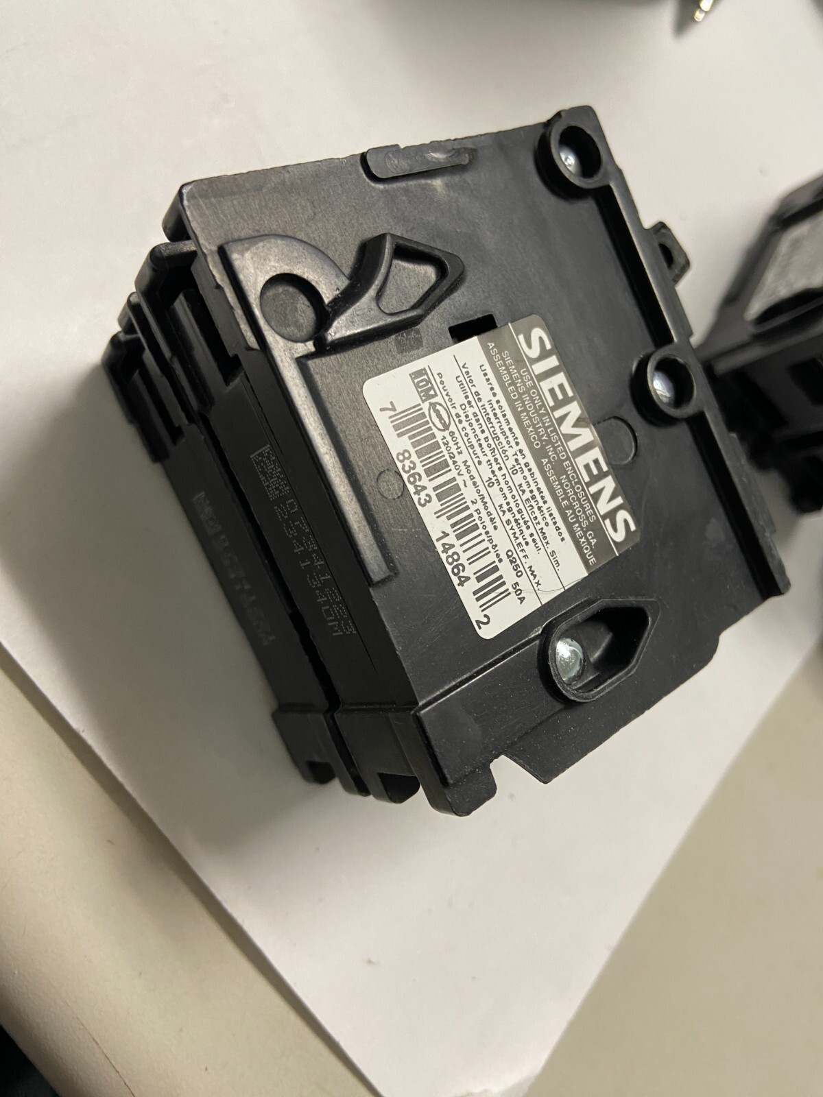Siemens Q250 50Amp Double Pole Standard Trip Circuit Breaker Push In