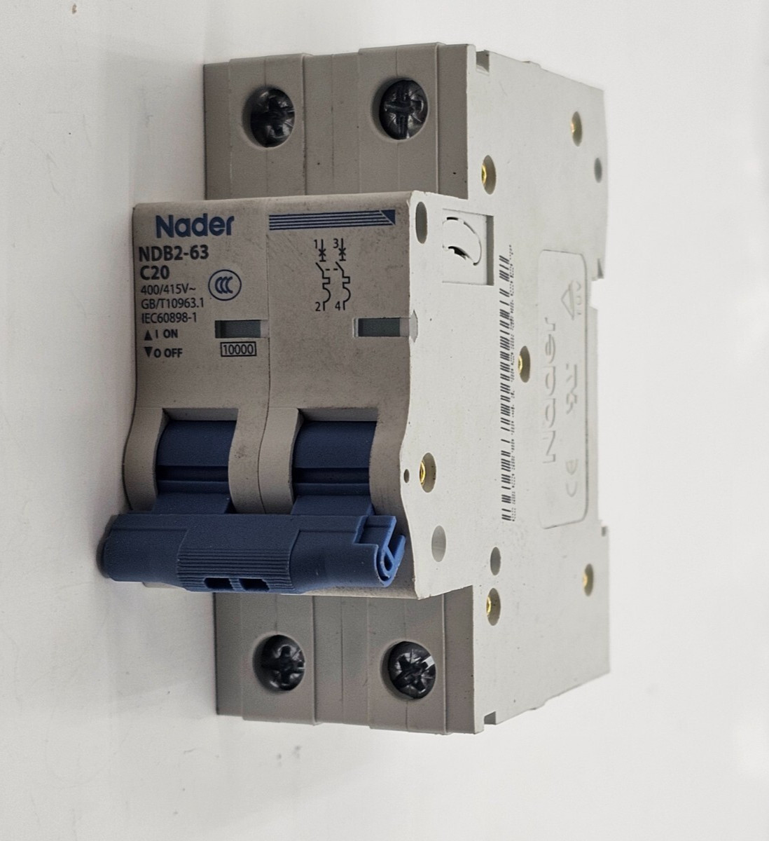 NADER NDB2-63 C20 AC Miniature Circuit Breaker 2 Pole 20A 400/415V