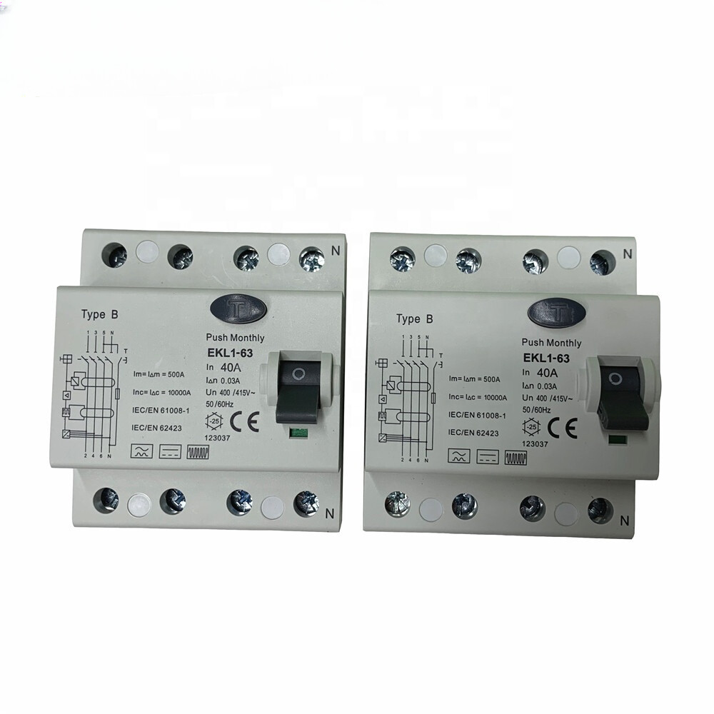 EKL1-63B 4P 30mA B Type RCD RCCB AC DC 10KA 400V ELCB Circuit Breaker Price