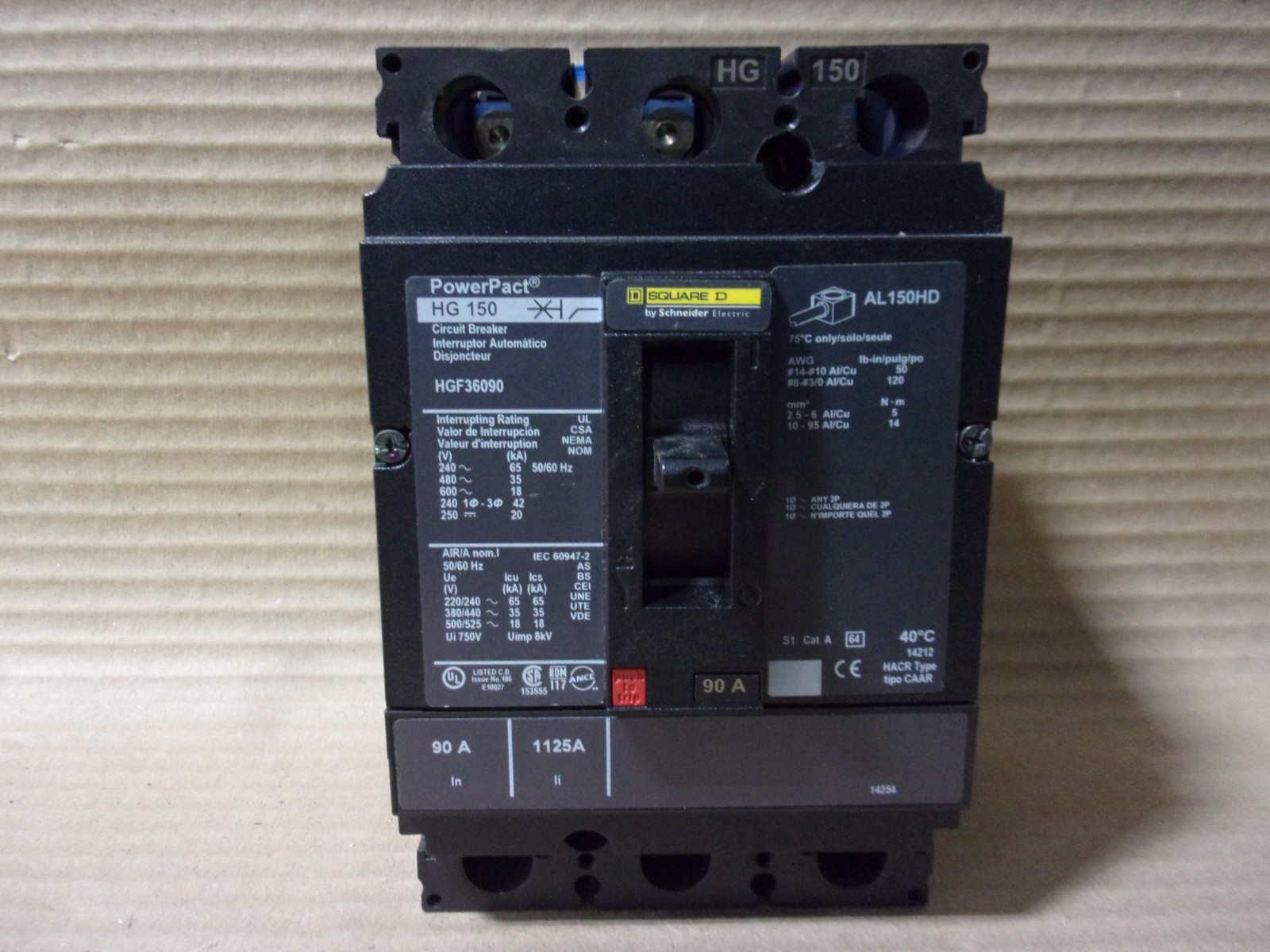 Square D HG HGF HGF36090 3 Pole 90 Amp 600v Circuit Breaker HGL36090