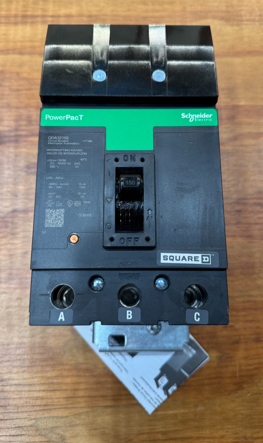 Square D QDA32150 150A 3 Pole 240V Molded Case Circuit Breaker