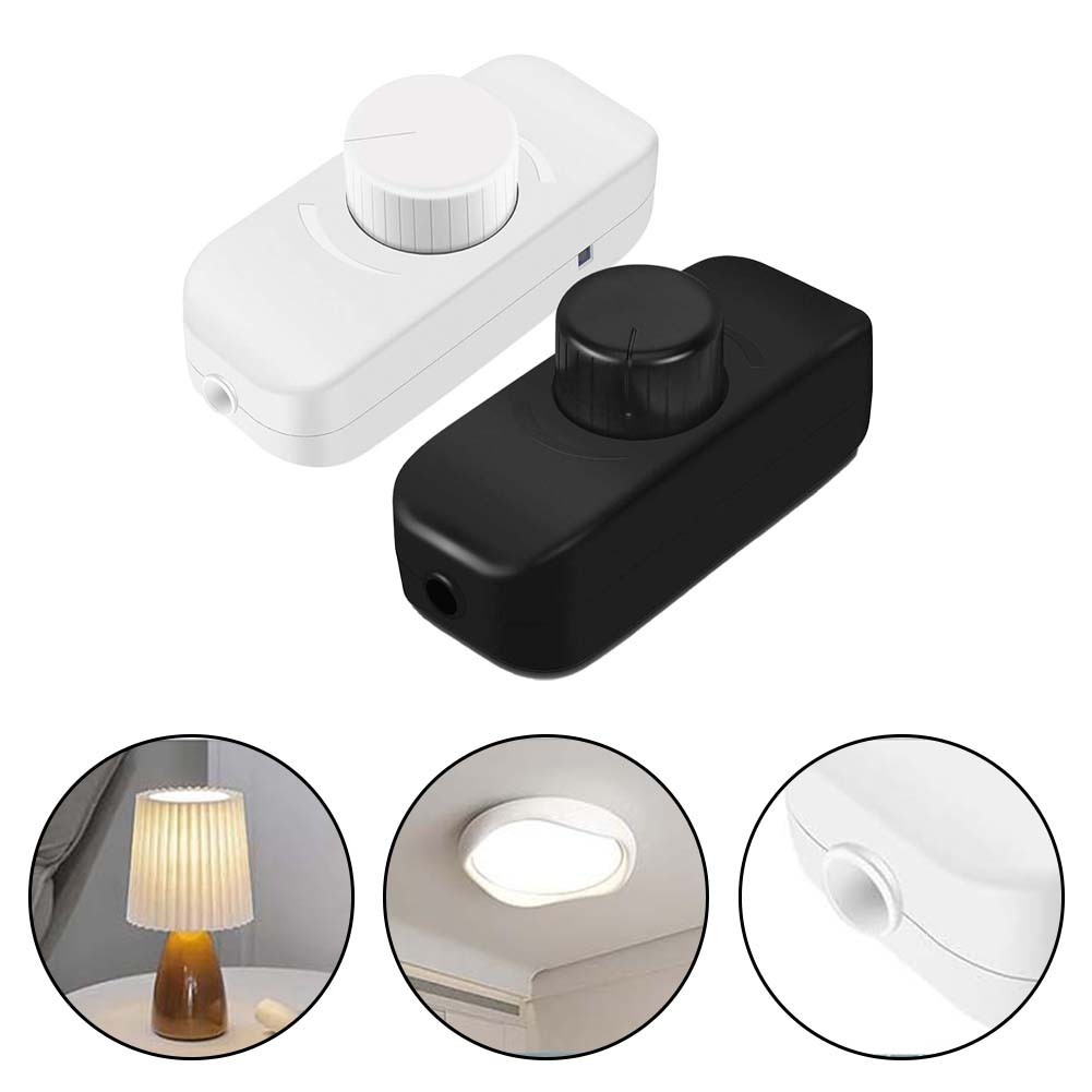 1pc LED Dimmer Switch,220V-240V Push ON/OFF Rotary Dimming,Inline Dimmer Switch