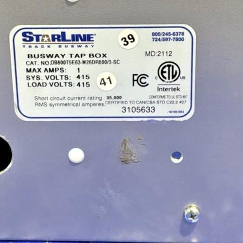 Starline 1 Amp 415V Busway Tap Box OB800T5E63-M26DR800/3-SC🟦