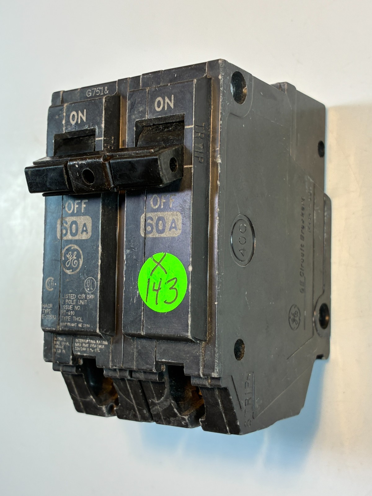 GE General Electric THQL2160 60-AMP 2-Pole 120/240V Plug-In 10kA 60-DAY WARRANTY