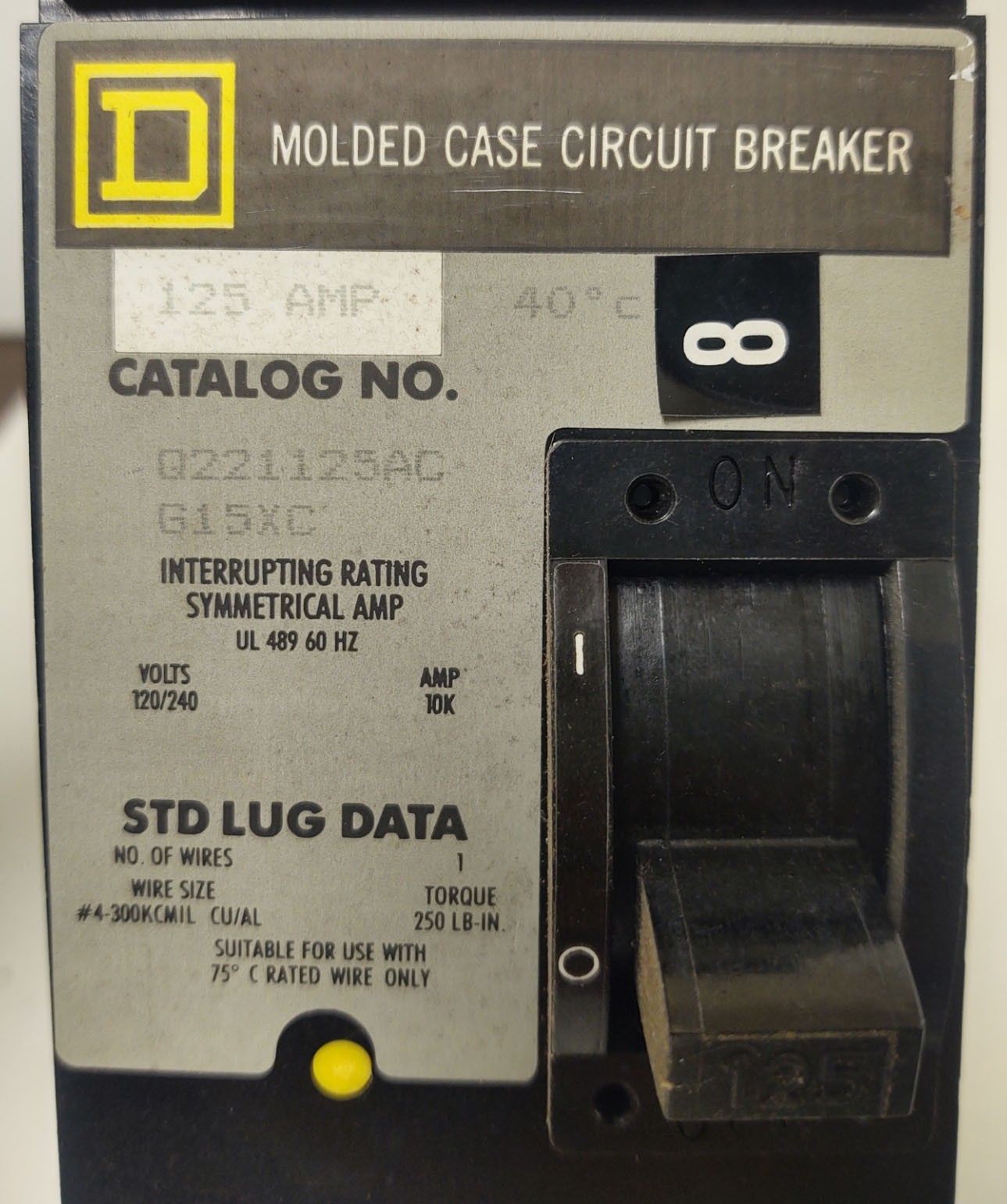 🔥SQUARE D Q221125AC I Line Circuit Breaker 125 Amp 120/240 volt 2 pole