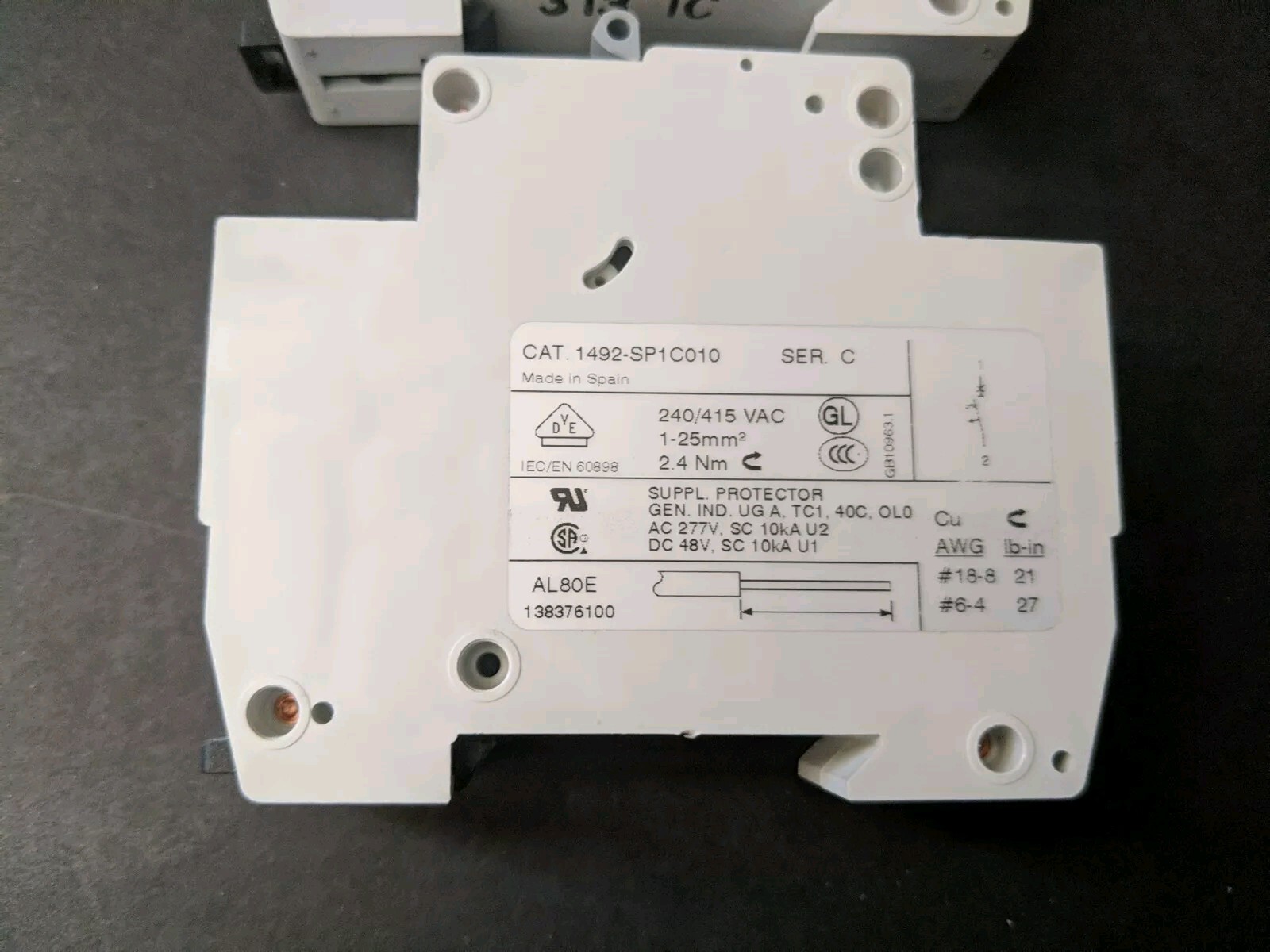Allen Bradley 1492-SP1C010 1 Pole 1 Amp Circuit Breaker SER. C 2 Pack