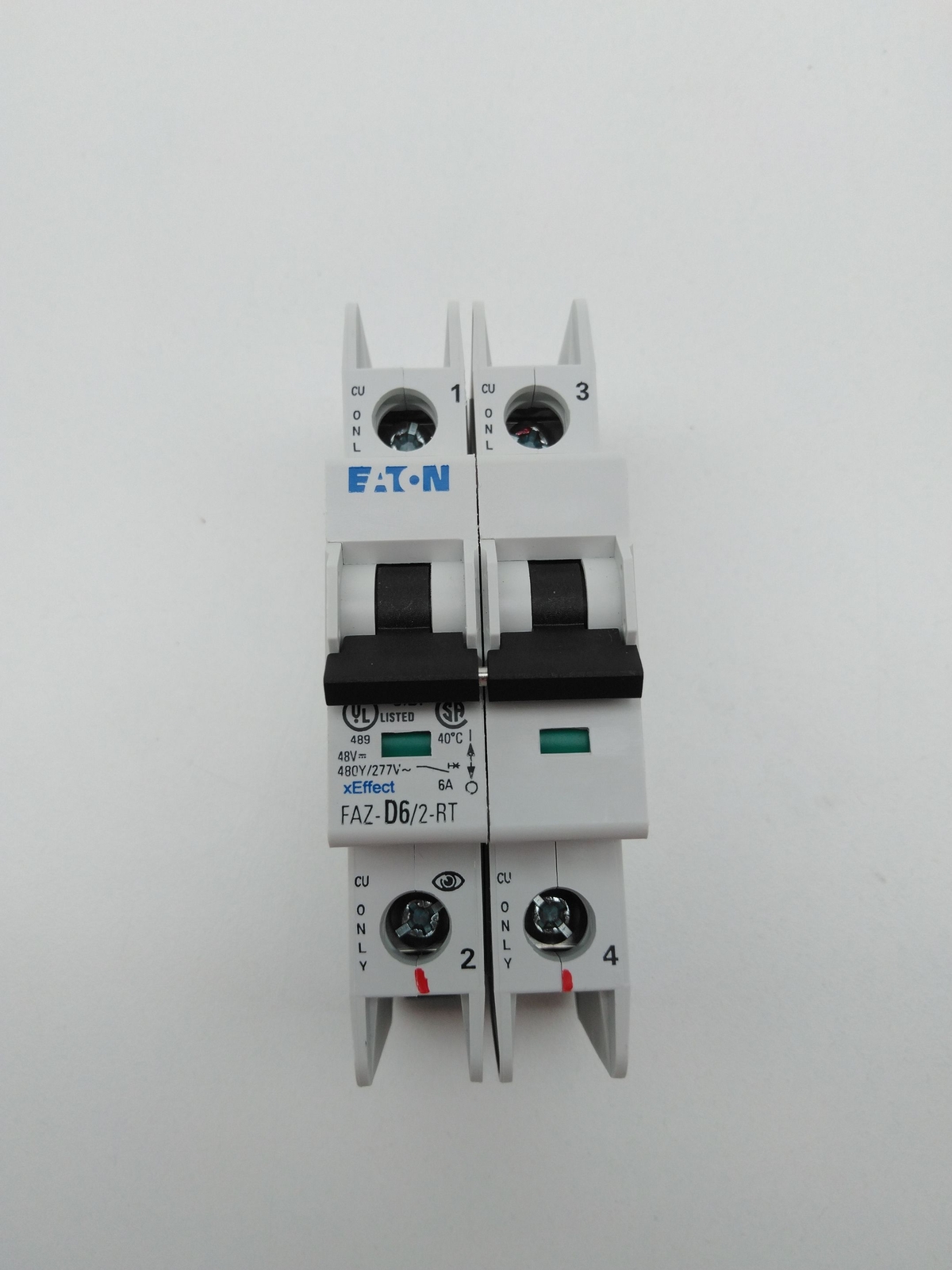Eaton FAZ-D6/2-RT Circuit Breaker, 6A, 2 Pole, 480Y/277V