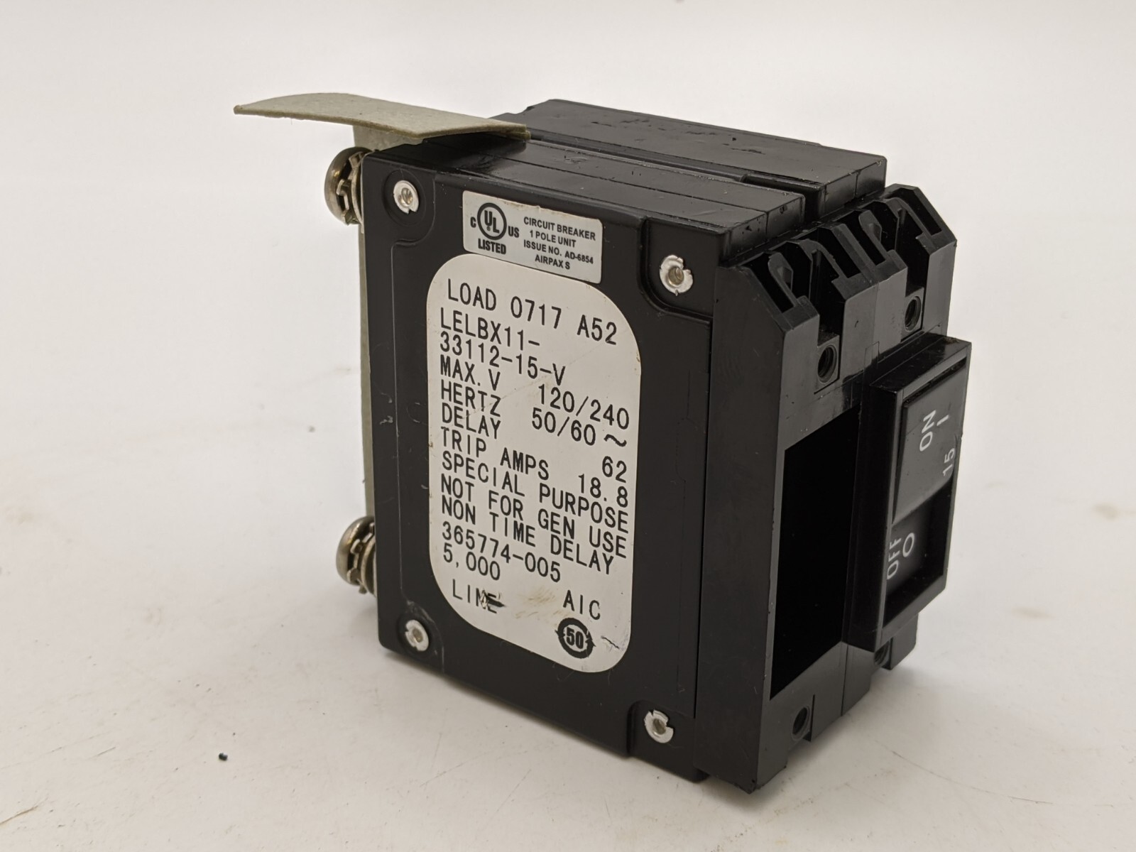 5Pc Airpax LELBX11-33112-15-V Circuit Breaker 15A 2P 120/240V 18.8A Trip LELBX11