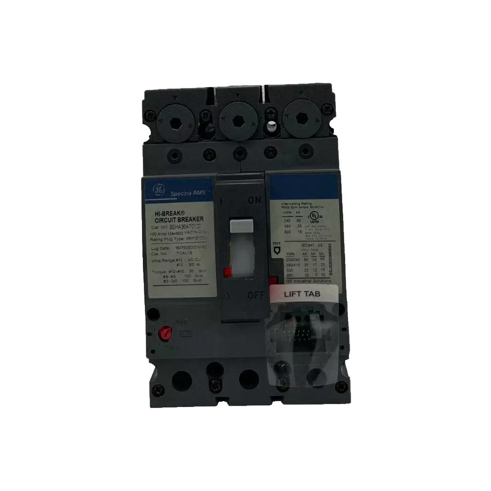 NIB – GE – SEHA36AT0100 – Spectra Rms Molded Case Circuit Breaker, 100A, 600V