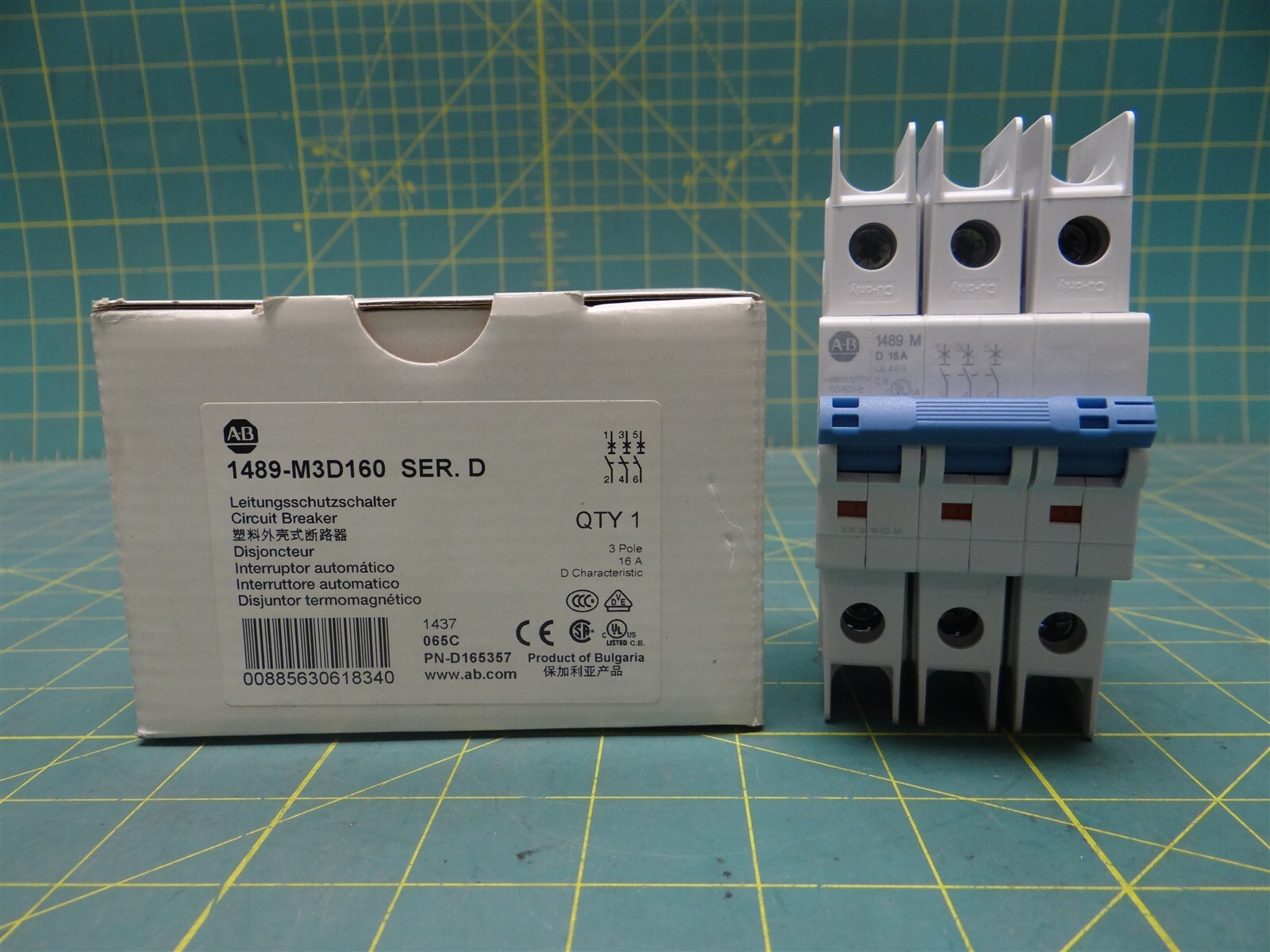 Allen-Bradley 1489-M3D160 Miniature Circuit Breaker, 16 Amp, 3 Pole, 480Y/277VAC