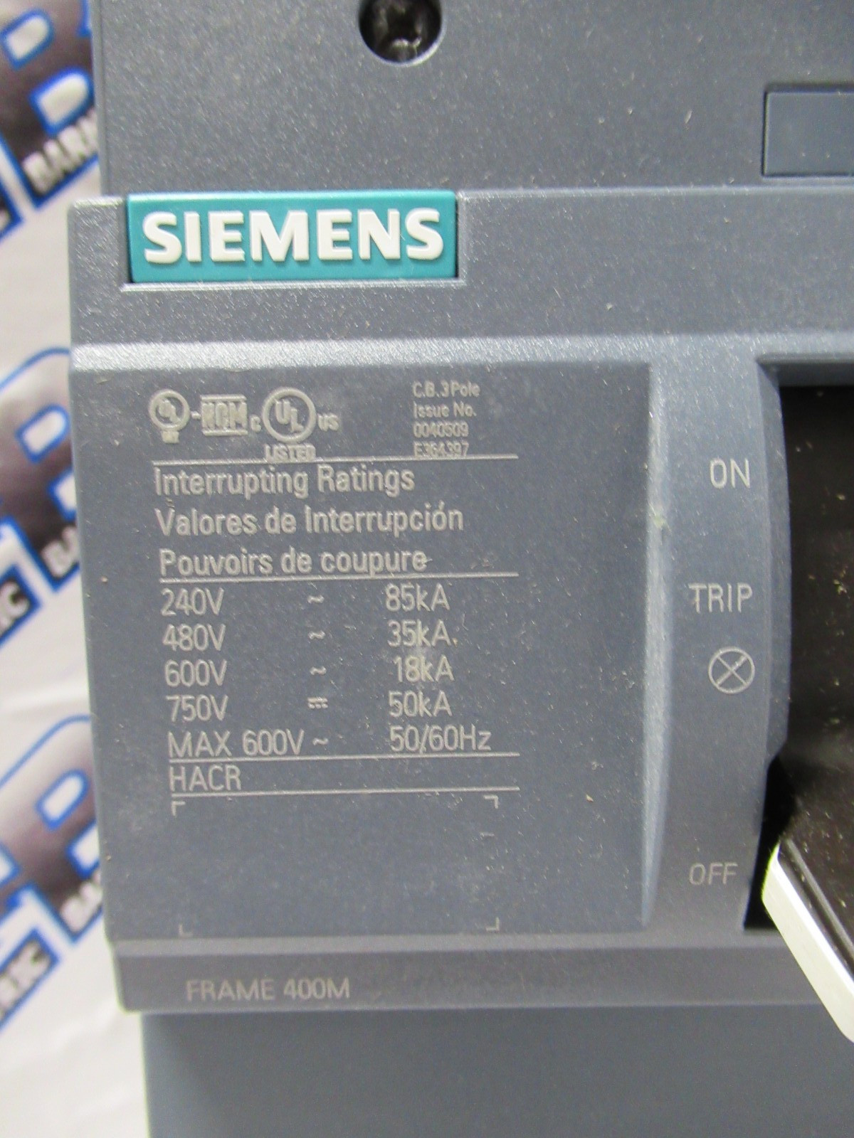 Siemens 3VA5340-5EC31-0AA0 Circuit Breaker 400 Amp 600 Volt 3 Pole 35K -NEW-B