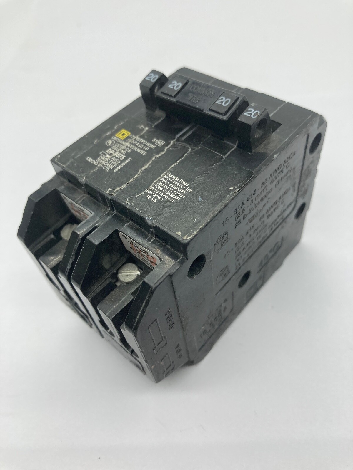 HOMT2020220 Homeline Square D QuaTwo 1 Pole 20 Amp 1 2P 20A Plug In Breaker CHIP