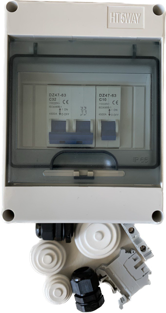 Circuit Breaker 5,10,16,20,32,40 Amp 1,2 pole IP65 Power Distribution Switch Box