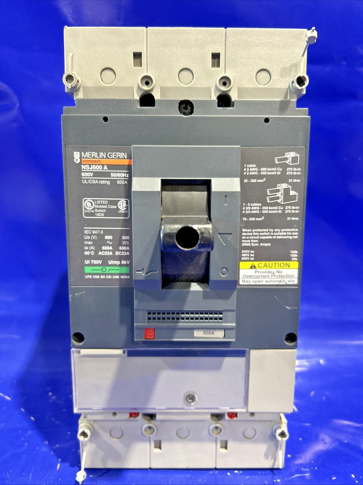 NSJ600A 600 Amp 600V 3 Pole Merlin Gerlin Circuit Breaker🟦