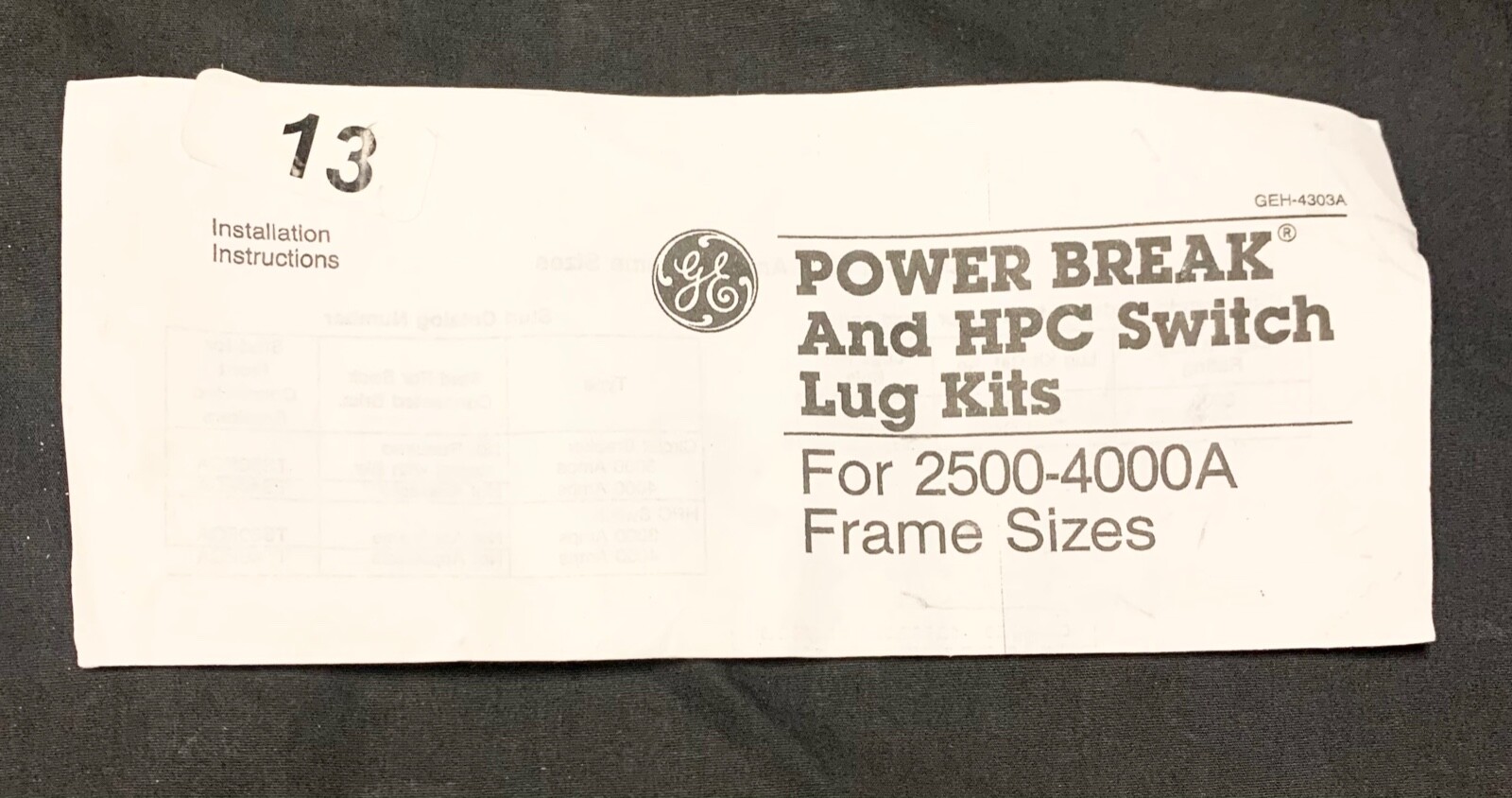 GE GENERAL ELECTRIC TSLUG25 POWER BREAK 2500 AMP CB Lug Terminal Kit CU Copper