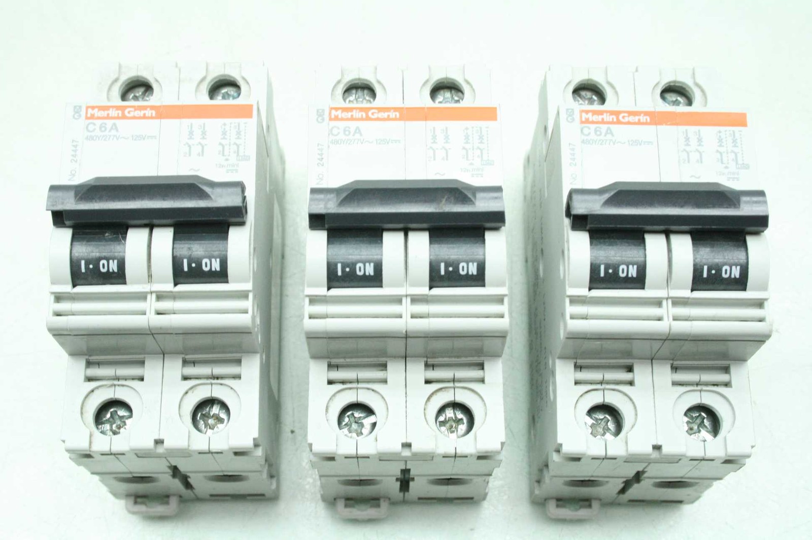 3 Merlin Gerin Multi9 C6A C60 / 2 Pole Circuit Breakers 60A 480Y/277V