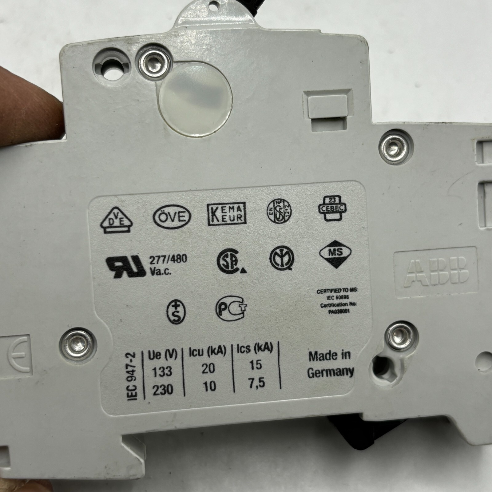 LOT OF 2 ABB S 201 C 16 CIRCUIT BREAKER 1POLE UNIT S201C16 230/400🔔