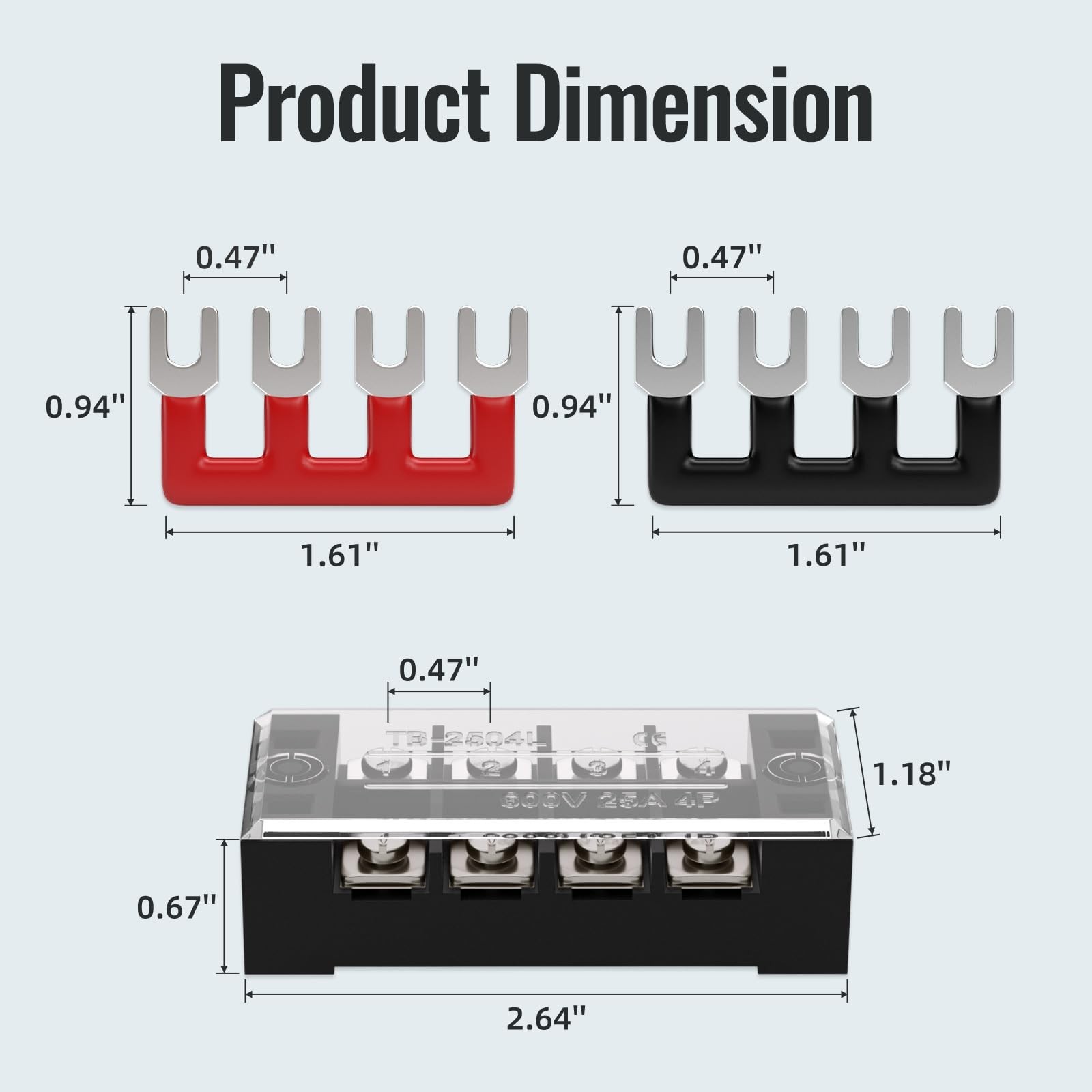 Screw Terminal Block, 25A Covered 4 Position Dual Row, 4 Position Pre-Insulat…