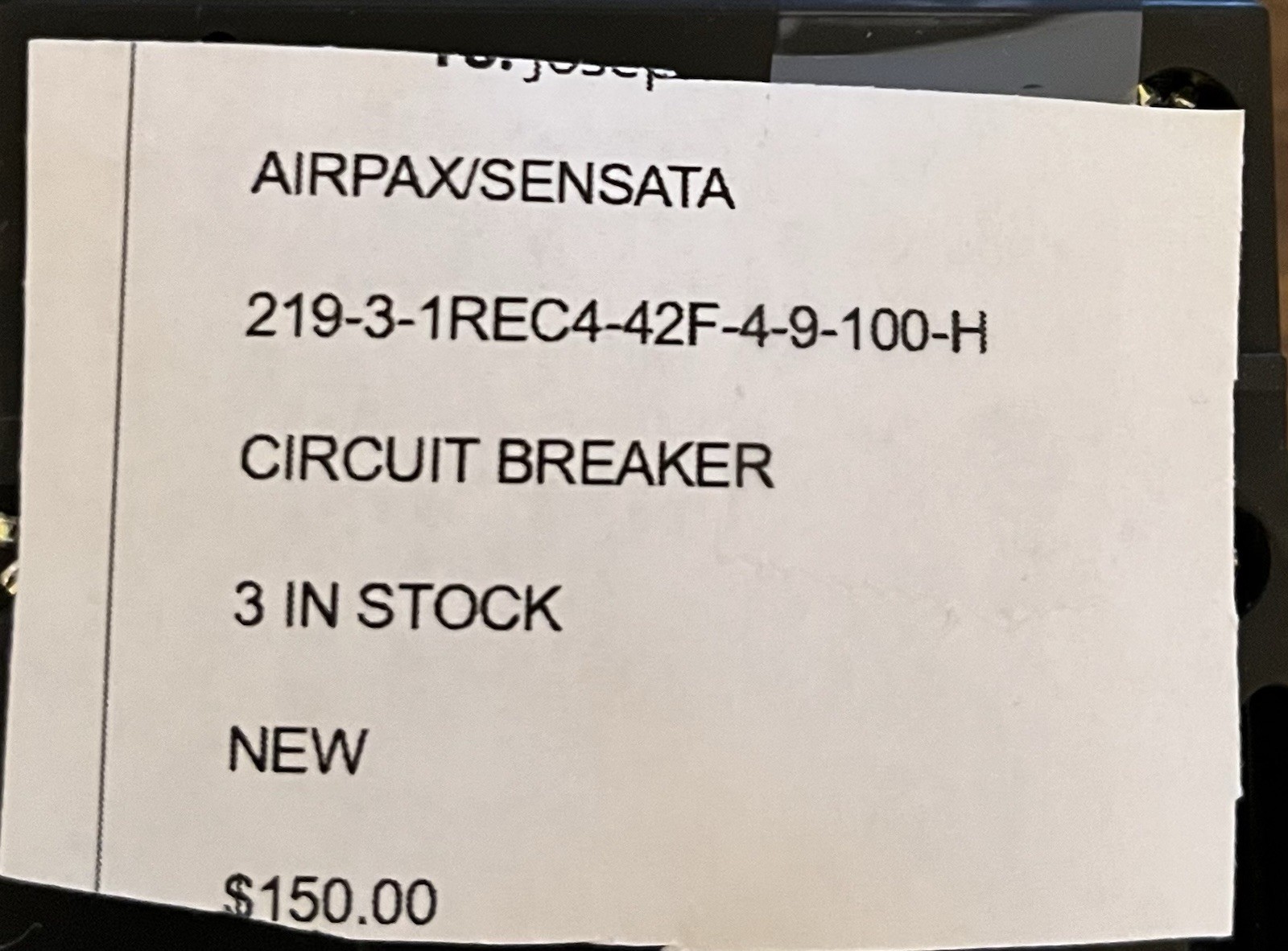 Airpax/Sensata Breaker 100A 240V AC 3-Pole Time Delay 219-3-1REC4
