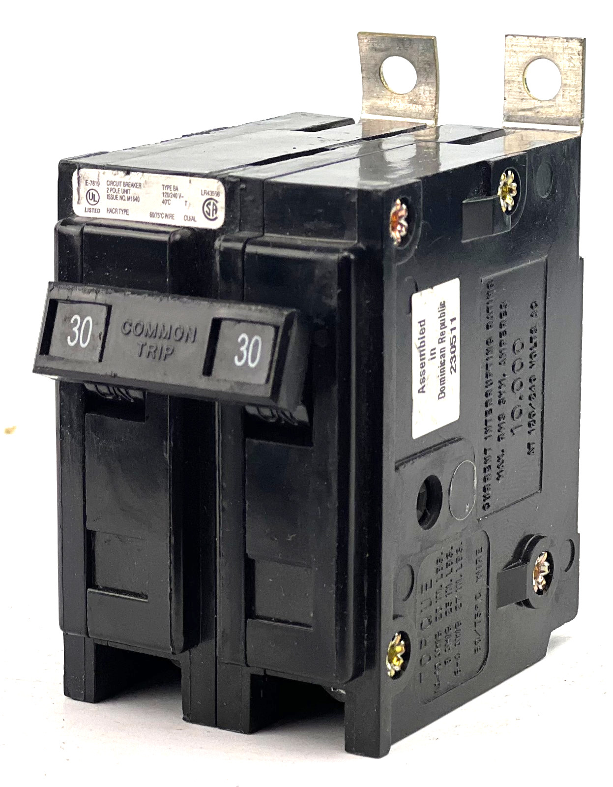 Cutler Hammer BAB2030 30 Amp 2 Pole Circuit Breaker Type BA 240VAC 30A Bolt On