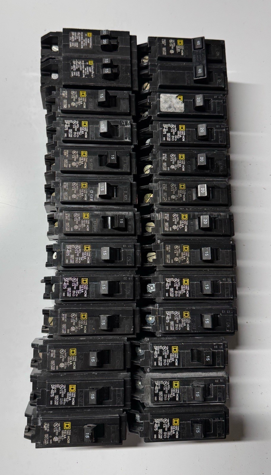 Lot Of Schneider Home Line Circuit Breakers Mixed Amps Single Double Pole Tested