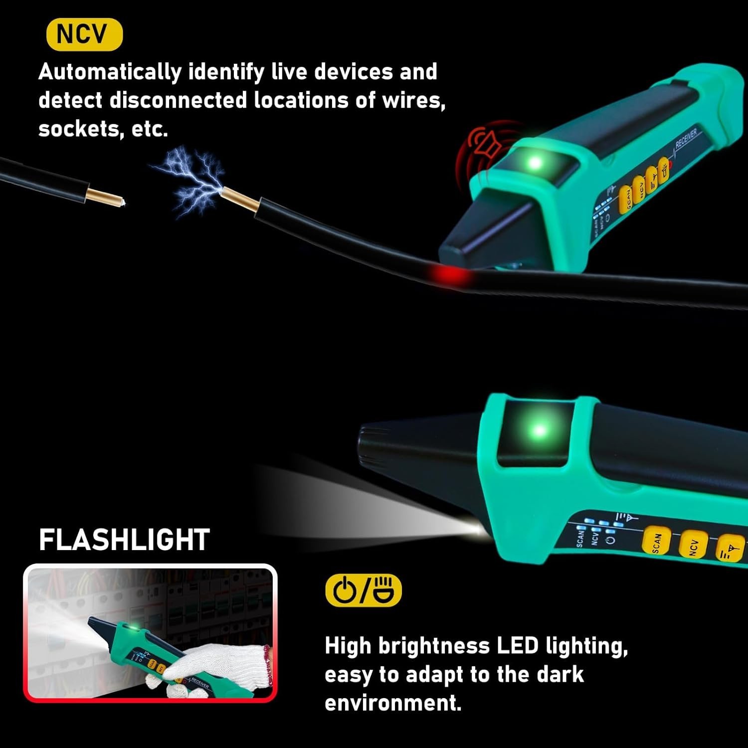 Professional Electrical Circuit Finder with GFCI Tester & Flashlight in 90-120V