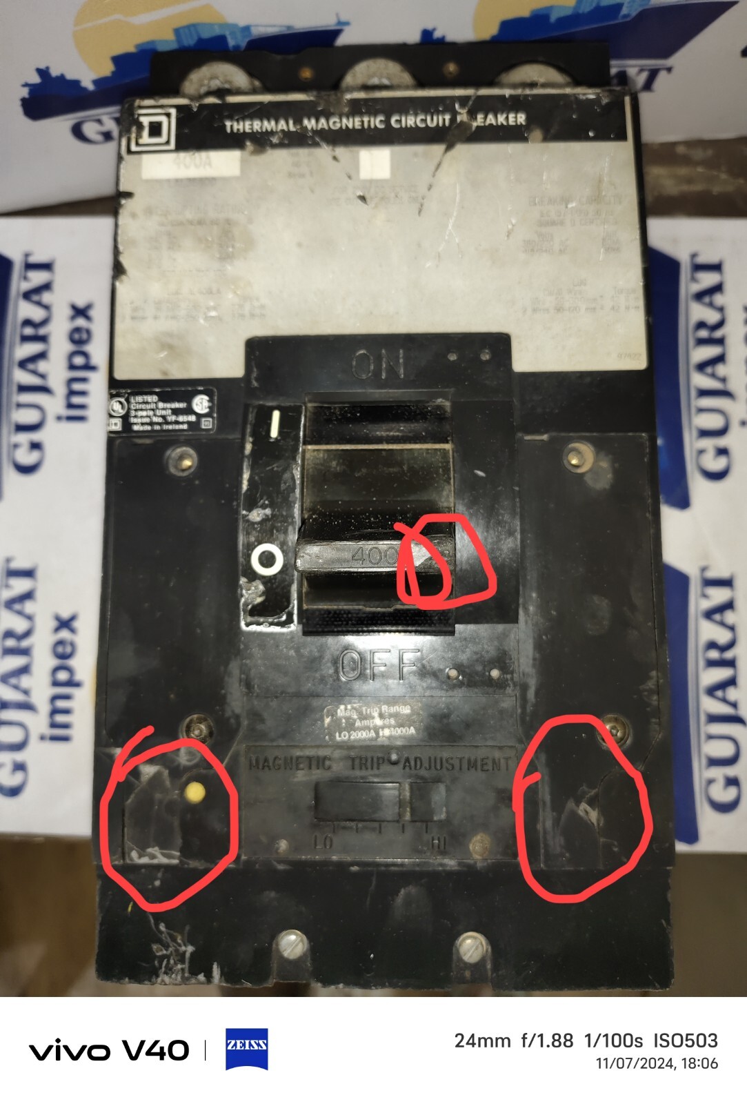 TESTED OK LAL36400 Square D LAL 400 Amp Circuit Breaker Made in ireland