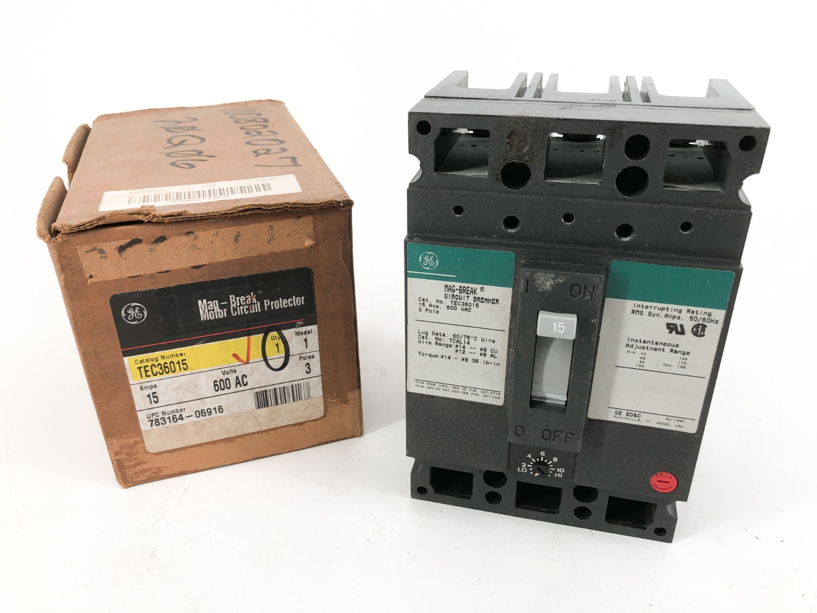 New General Electric TEC36015 Circuit Breaker 15A 600VAC 3P Model 1