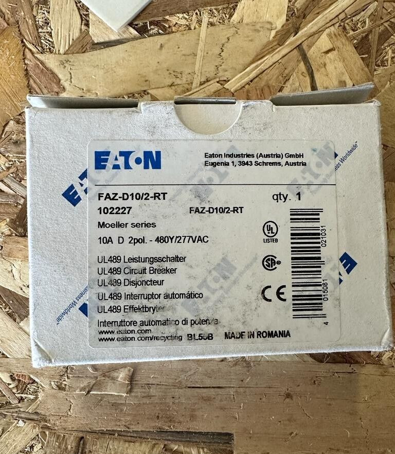 Eaton Cutler 10A 2 Pole Hammer Thermal Magnetic Circuit Breakers FAZ-D10/2-RT