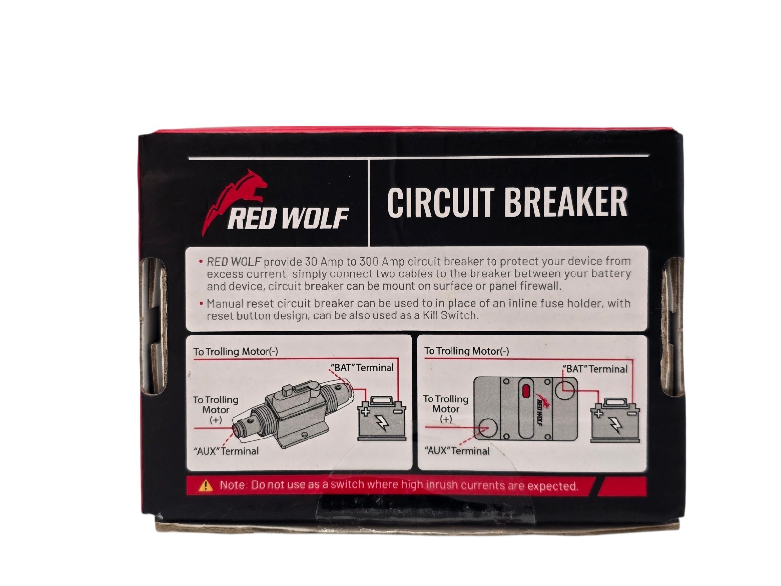 RED WOLF RWF-BXS-D30 Car Circuit Breaker 30A AMP+Manual Reset Switch OPEN BOX