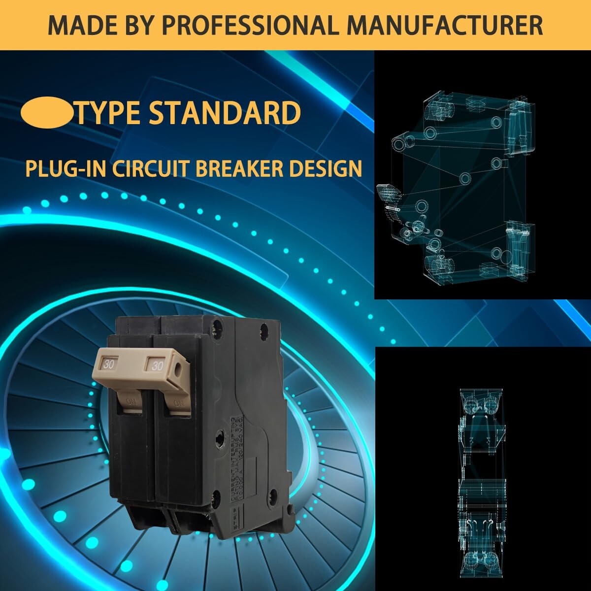 Reliable 30 Amp Circuit Breaker 2-Pole Plug-In Type, Fireproof & Durable Design