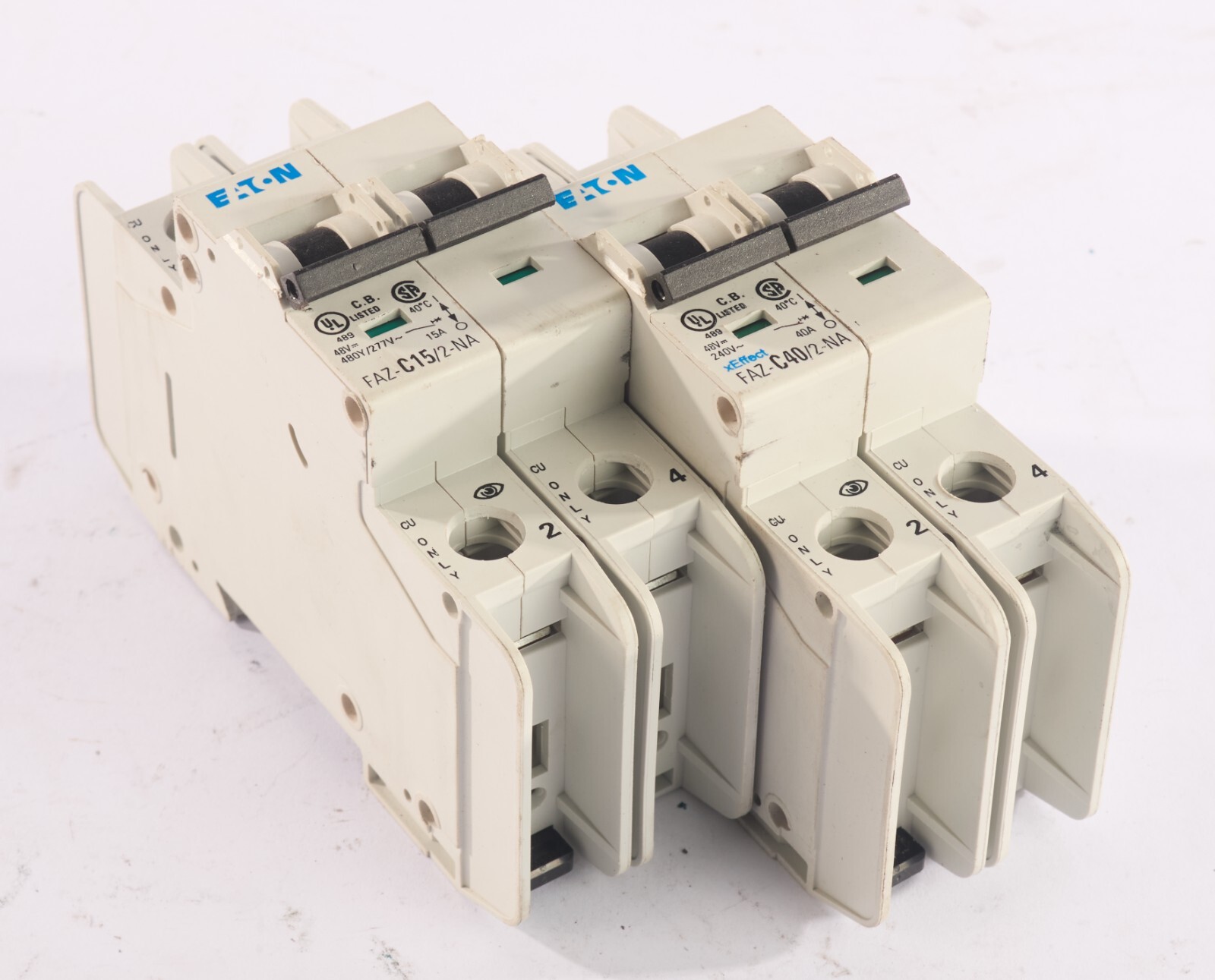 (Lot of 2) Eaton Circuit Breaker FAZ-C40/2-NA 40A 240VAC/48VDC 2 Pole C-Curve