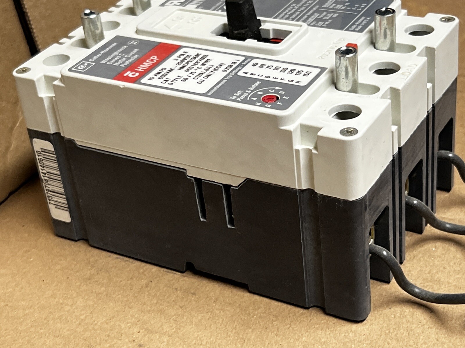 Cutler Hammer Circuit Breaker Series HMCP015E0C 15 amps 3 pole