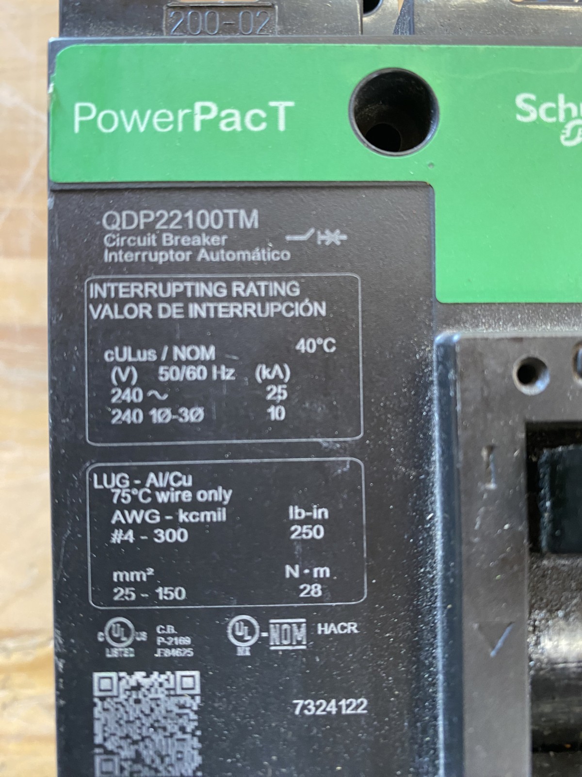 Square D QDP22100TM Circuit Breaker