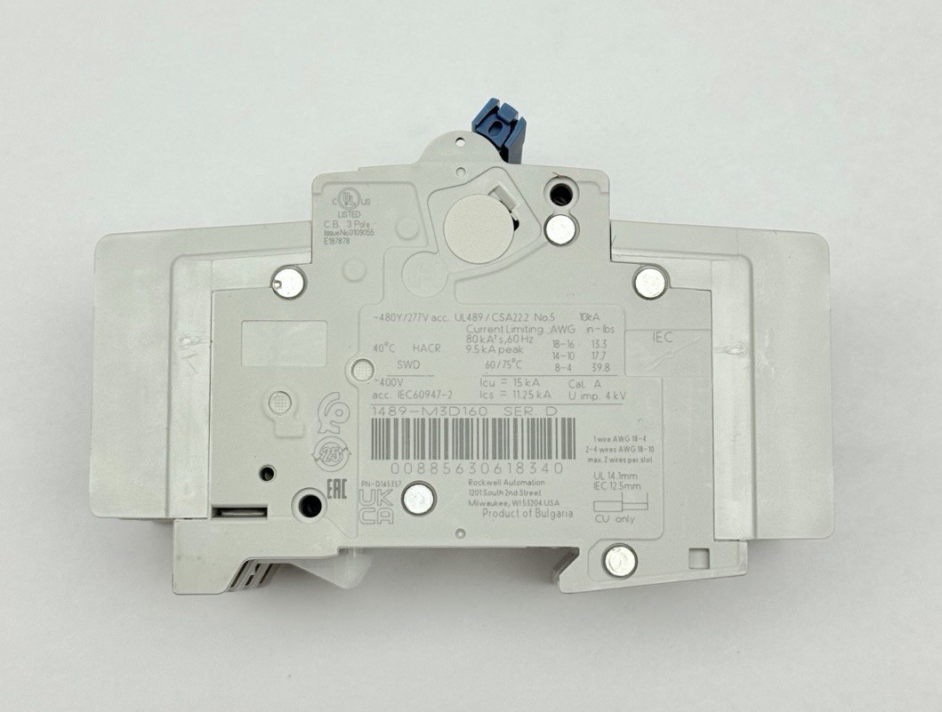 Allen-Bradley 1489-M3D160 Circuit Breaker, 16 Amp, 3 Pole, 480Y/277VAC