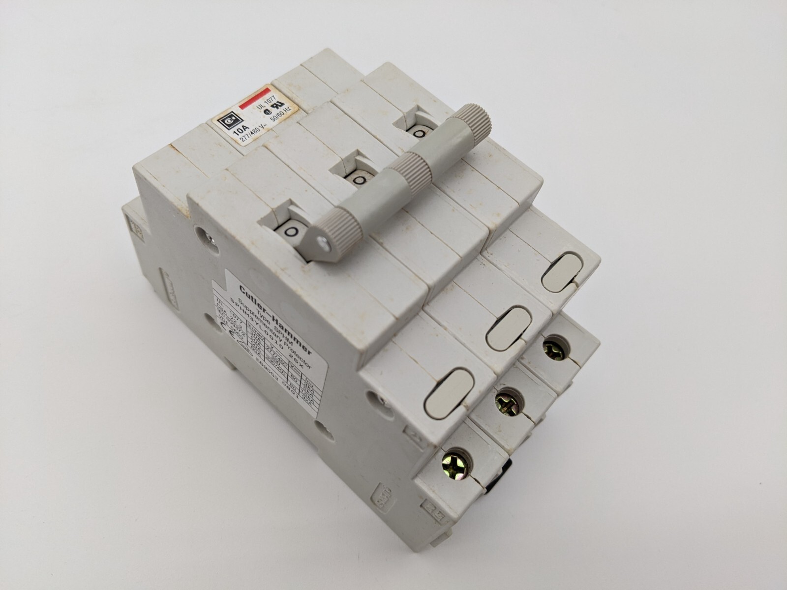 Cutler Hammer SPHM3YL0010 Circuit Breaker 10 Amp 3 Pole 277/480 Volt Din Rail