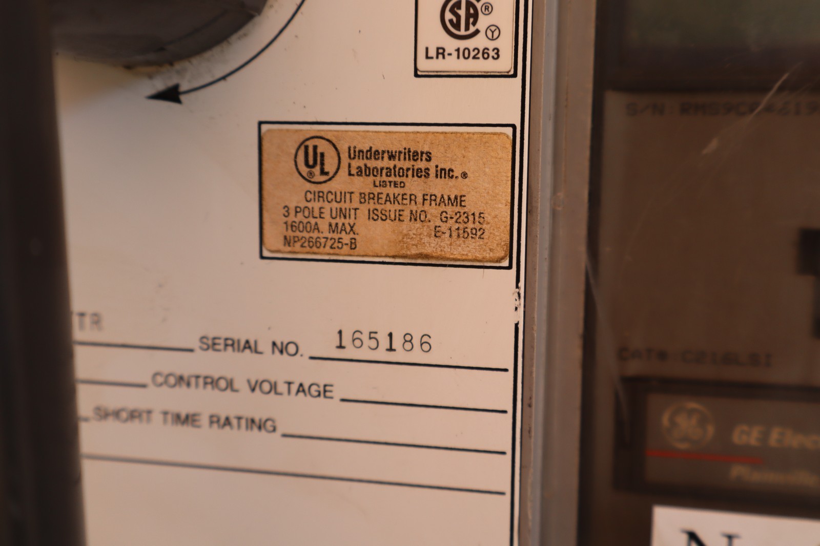 GE Power Break Disconnect 1600 Amp 1600A TP1616TTR Plug TR16B1600 C216LSI