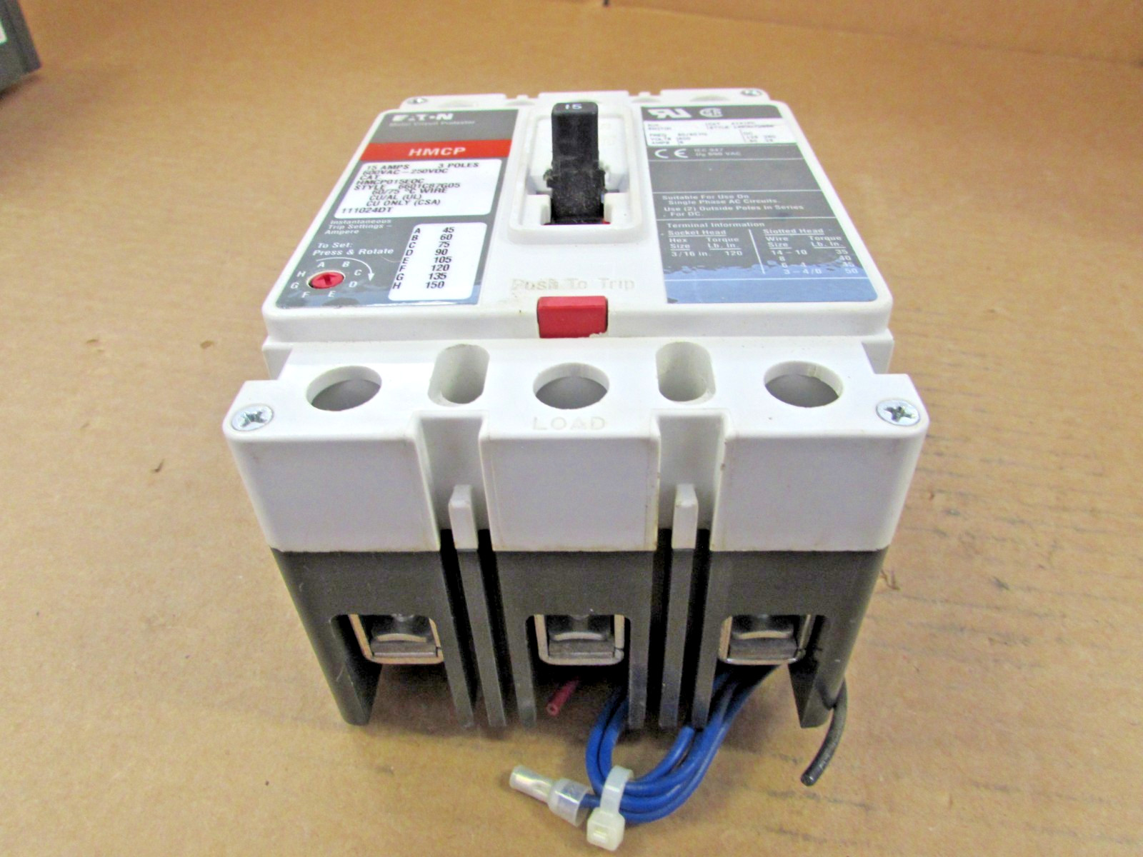 Eaton Series C Motor Circuit Protector HMCP015EOC 15A 600VAC (USED Good Takeout)