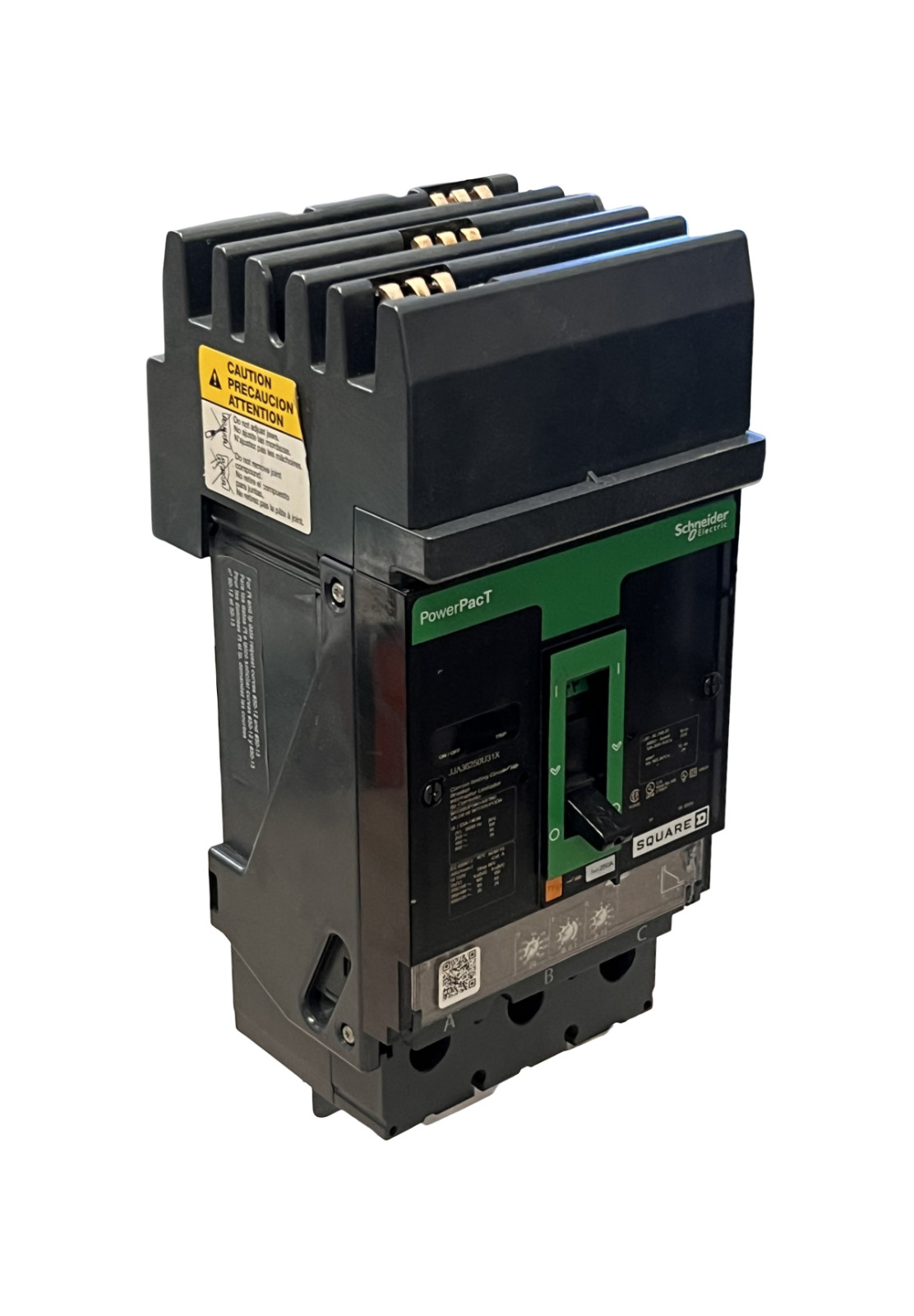 Square D PowerPacT J 250A 3P 600V 25kA I-Line Breaker Micrologic 3.2 80% ABC