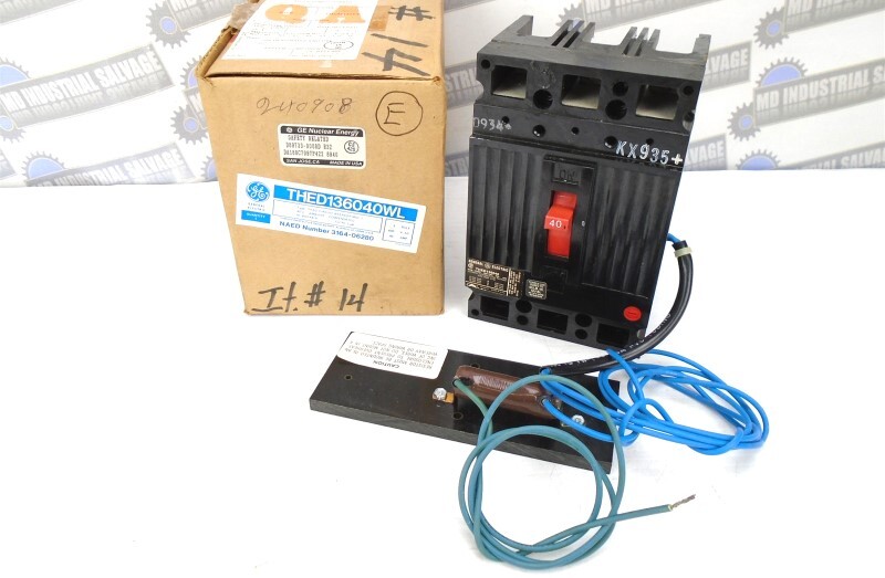 GE – THED136040WL – 40A – 3 Pole – 240-600 VAC – w/EXTERNAL RESISTOR 20k Ω 25W