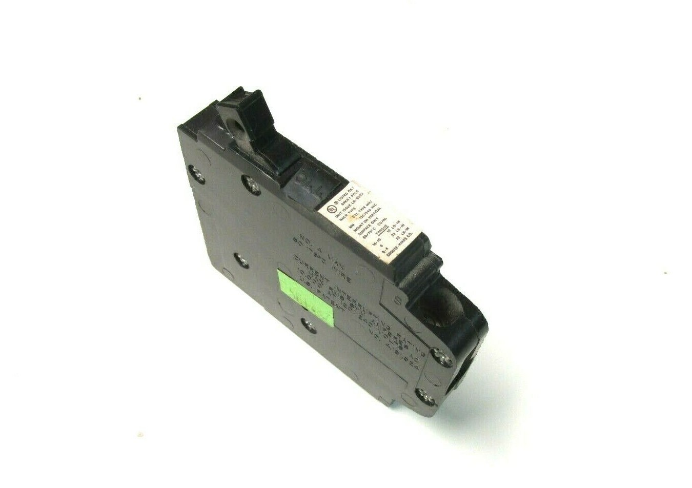 Crouse-Hinds 15A,1P Breaker Cat# MH115R (Right side connector) Type MH.. UA-44B