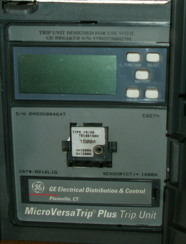 General Electric Power Break II 1600 amp GE Breaker SSF16B216 Ground Fault