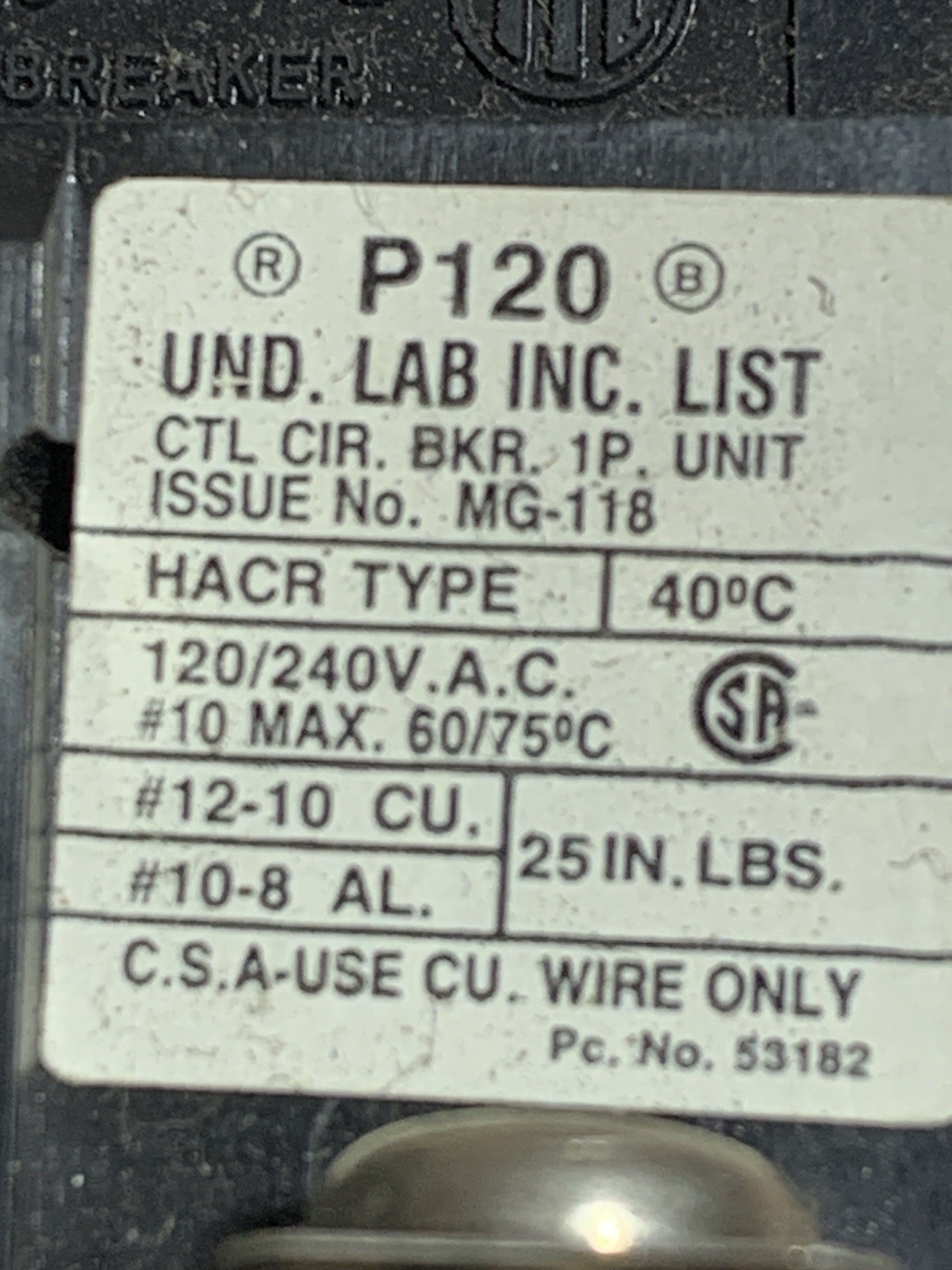 SIEMENS ITE P120 120/240V 20A 1 POLE $22 + FREE SHIPMENT