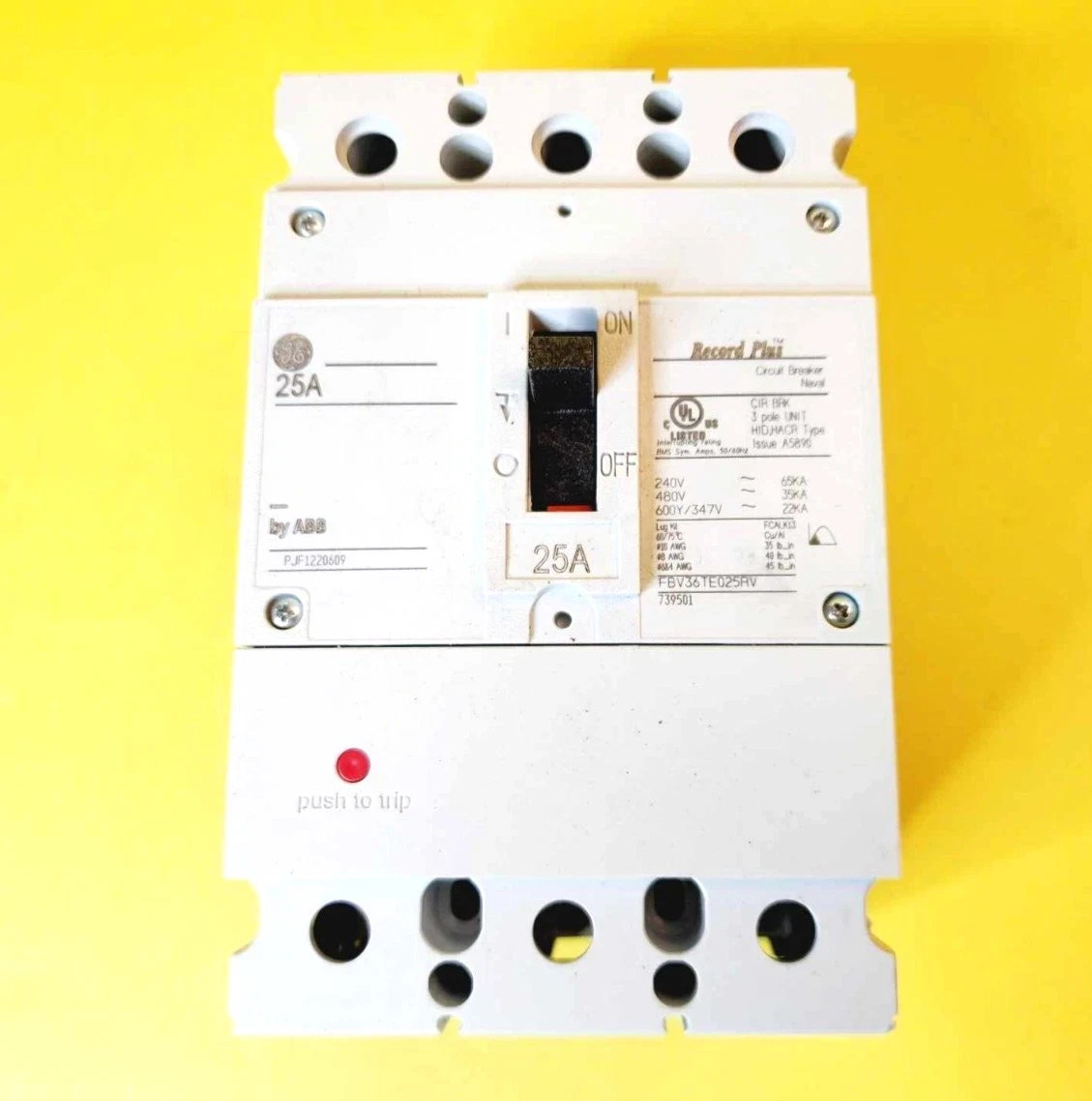 ⚡GENERAL ELECTRIC GE BY ABB FBV36TE025RV 25A 3P 240VAC 480VAC CIRCUIT BREAKER⚡