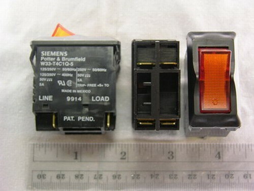 2 Tyco Potter & Brumfield W33-T4C1Q-5 2 Pole 125/250VAC 5A Rocker Switch Breaker