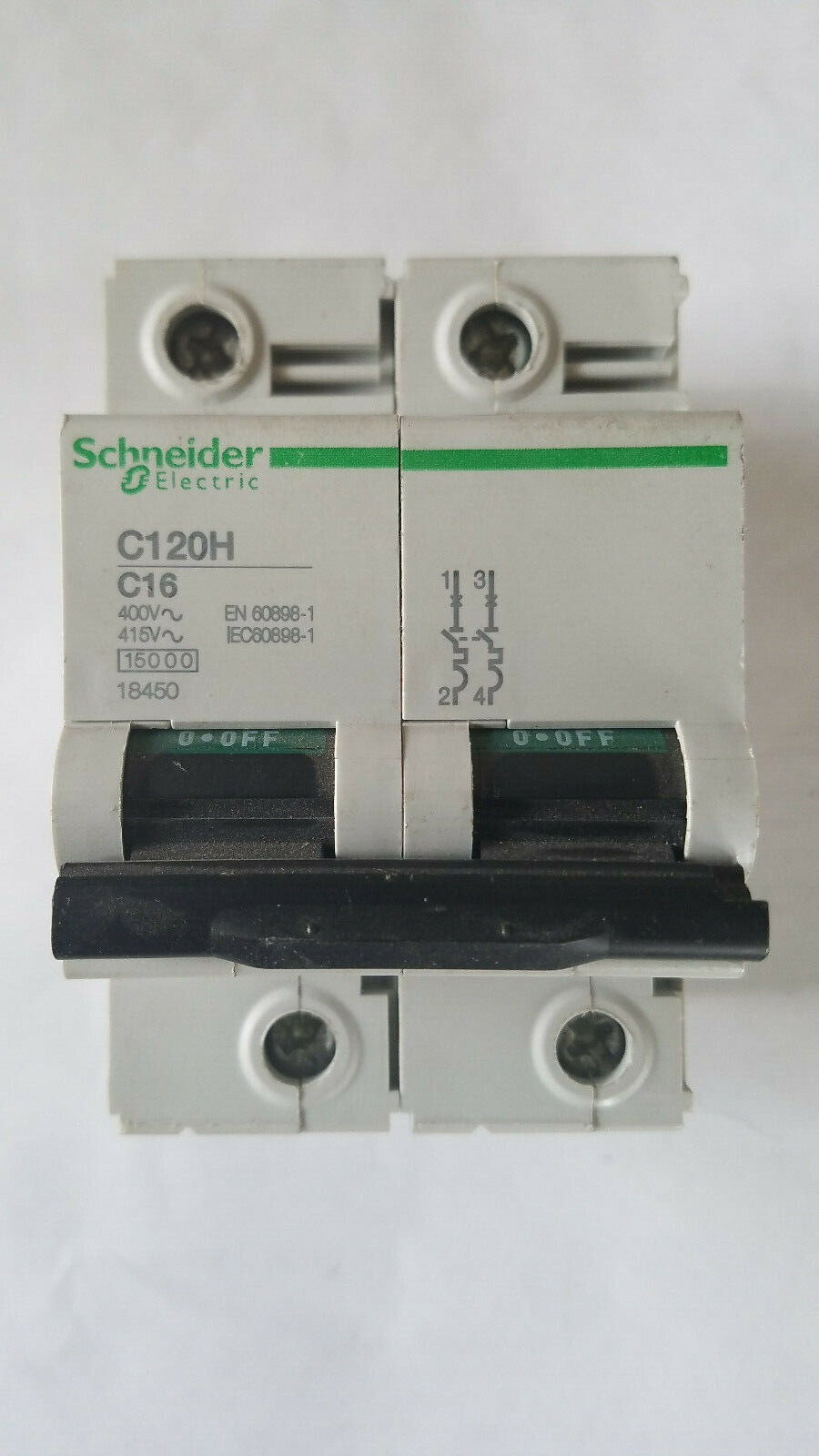Schneider 18450, Multi-9, Circuit Breaker, C120H, 2P, 16A, C (New Old Stock)
