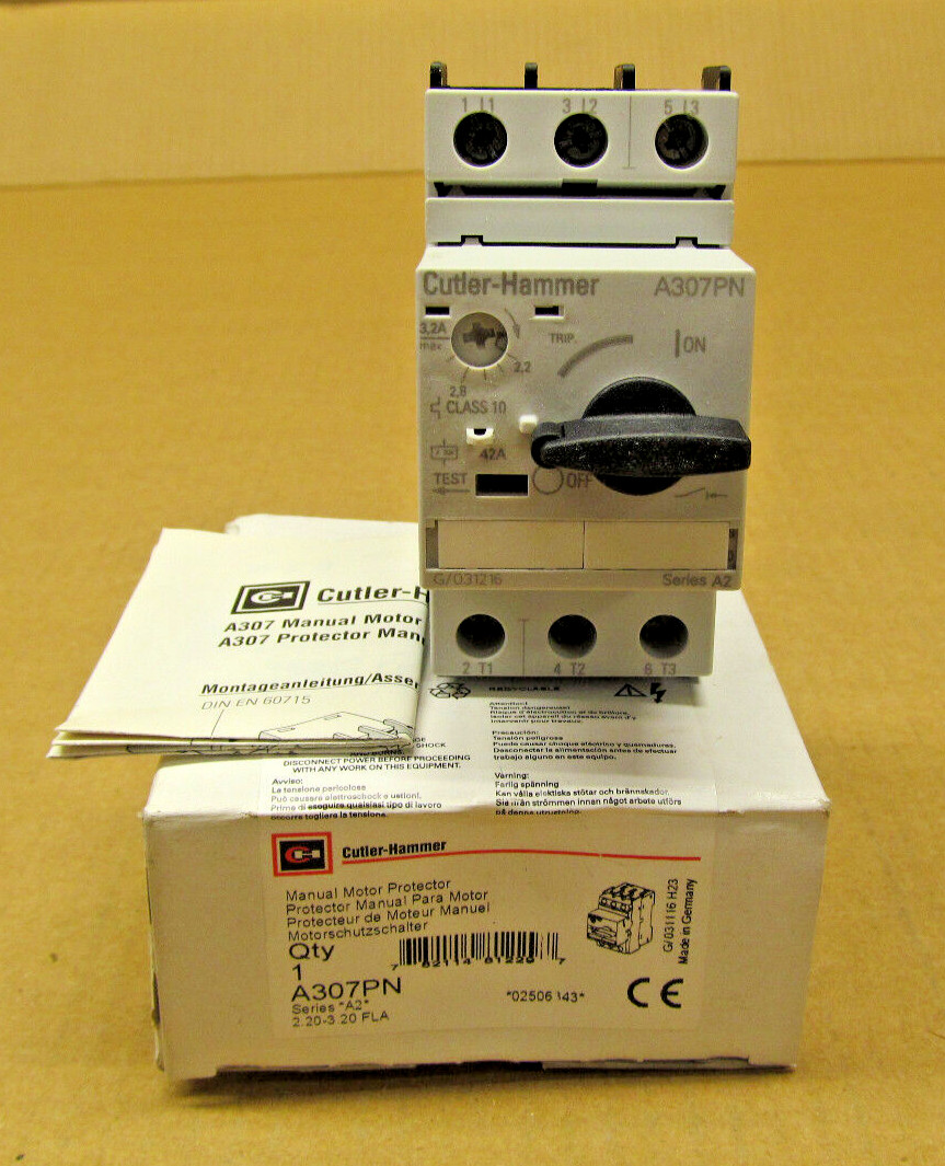 NIB CUTLER-HAMMER A307PN MANUAL MOTOR PROTECTOR 2.20-3.20 FLA AMP (6 AVAIL)