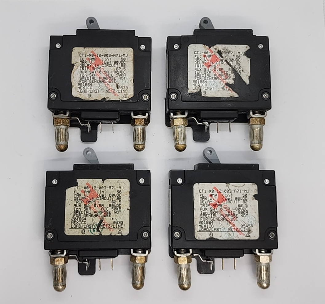 4x CARLING CTI-X0-12-003-A71-MJ 50A 80V BULLET STYLE CIRCUIT BREAKER[MG5-4