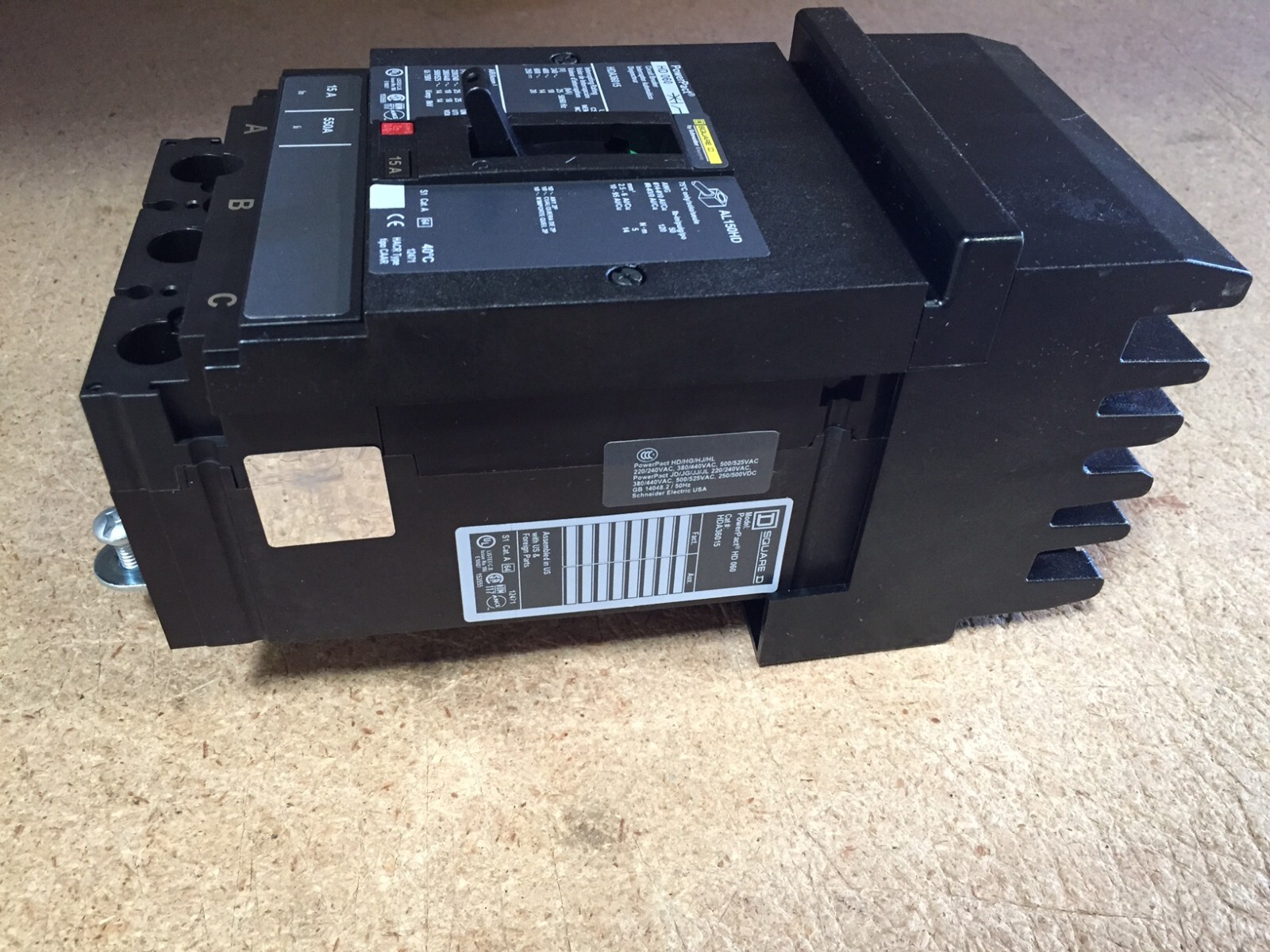 Square D HDA HDA36015 3Pole 15Amp 480/600Volt I-Line Circuit Breaker NEW